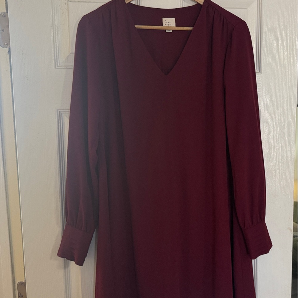 a new day Women's Long Sleeve Dress - Burgundy